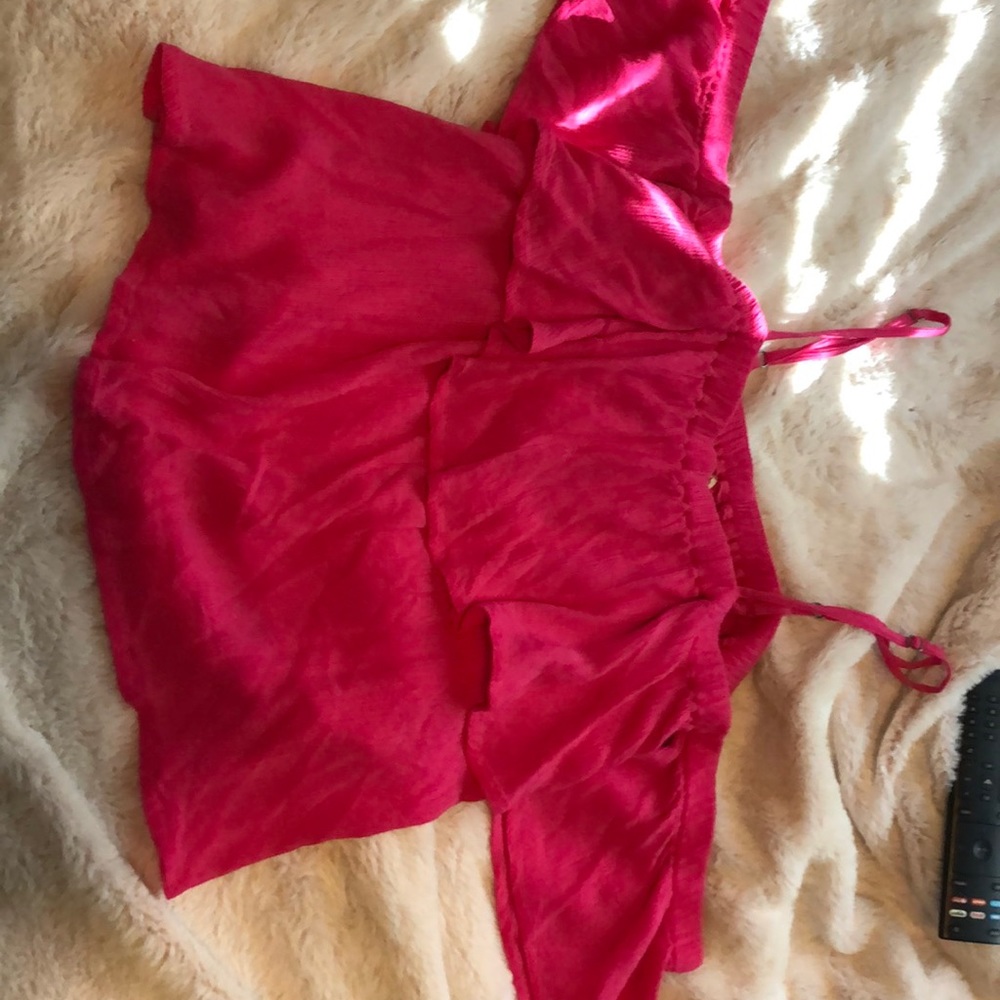 pink blouse crop top